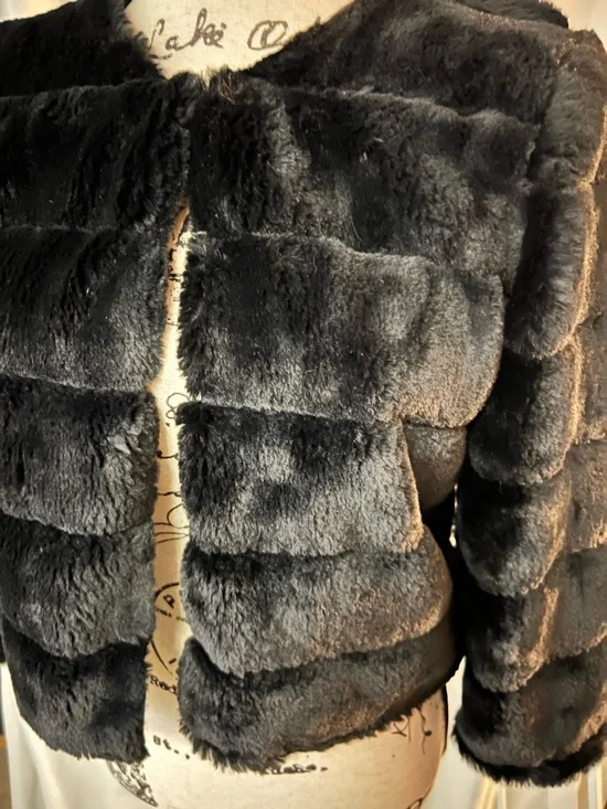 Calvin Klein Black Plush Teddy Jacket - Picture 2 of 4